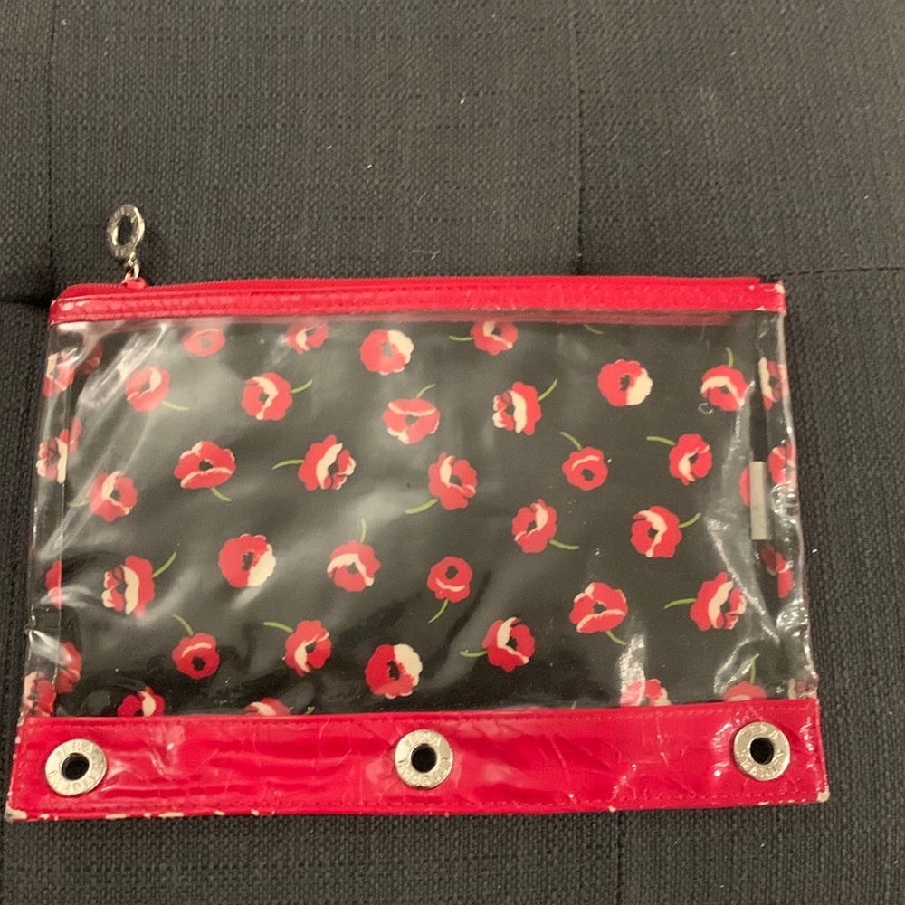 Vera Bradley Black/Red Poppy pattern pencil case